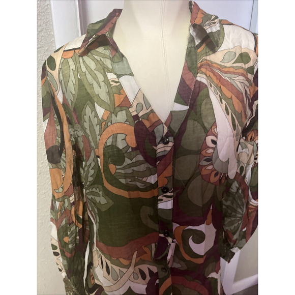 Sheer Dressy Button Up Blouse By Paparazzi NWT Embroidered details - Picture 11 of 12